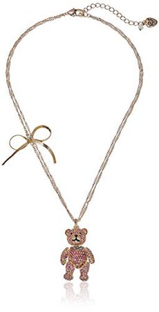 Betsey Johnson "Sweet Shop" Pave Bear Pendant Necklace: Jewelry