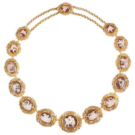 ca. 1820 - 1830 15k gold georgian cameo necklace