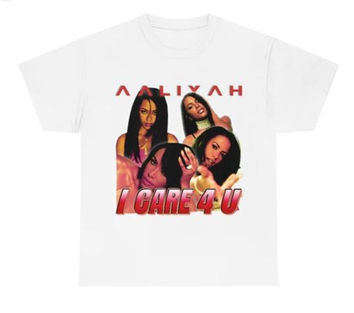 Aaliyah I Care 4 U R&B Legend 90s 2000s Bootleg Unisex Heavy Cotton Tee