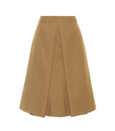 Pleated twill skirt