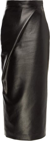 High-Waisted Faux Leather Midi Skirt
