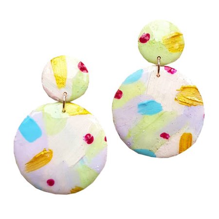 Pastel Abstract Painterly Large Earrings - Drops | Emily Laura Designs | Wolf & Badger