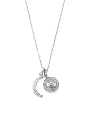 To The Moon And Back Charm Necklace Set In Vintage Silver