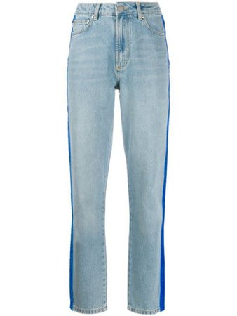 Blue Fiorucci Tara velvet logo tape jeans W02BTTP2DLV - Farfetch