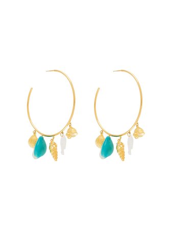 Shop gold & blue Aurelie Bidermann Aguas hoop earrings with Express Delivery - Farfetch