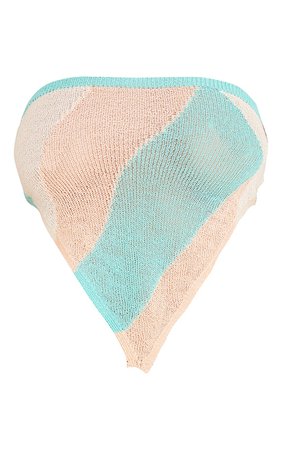 Baby Blue Fine Knit Scarf Crop Top | Knitwear | PrettyLittleThing USA