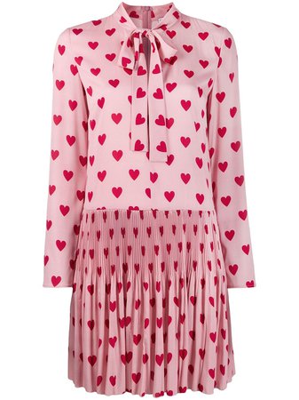 Red Valentino crepe de chine pleated dress £575 - Fast Global Shipping, Free Returns