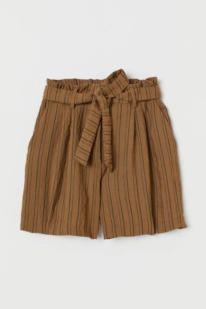 Paper-bag Shorts - Beige