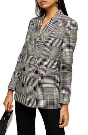 Topshop Check Double Breasted Blazer | Nordstrom