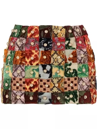 Shop Dolce & Gabbana patchwork jacquard miniskirt with Express Delivery - FARFETCH
