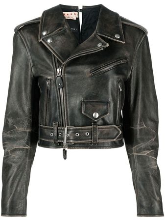 Marni Cropped Leather Biker Jacket - Farfetch