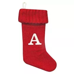 20" Cable Knit Christmas Stocking with Faux Fur Cuff & Pompoms Red - Wondershop : Target