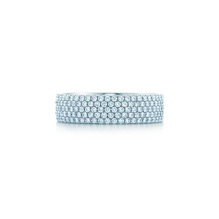 Bague à cinq rangs Tiffany Metro en or blanc 18 carats et diamants. | Tiffany & Co.