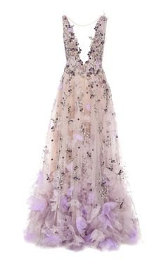 Marchesa - Purple floral embellished gown