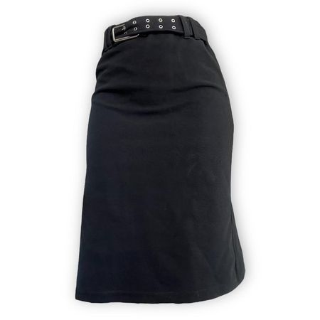 black midi skirt grommets belt - Depop