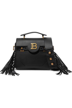Balmain | BBuzz fringed leather shoulder bag | NET-A-PORTER.COM