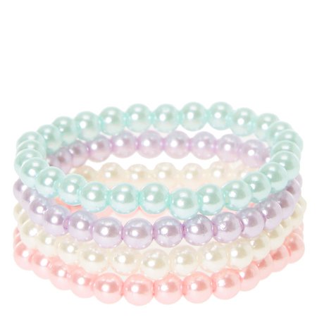 Claire's Club Multi Colored Pearl Beaded Bracelet Pack | Claire's US