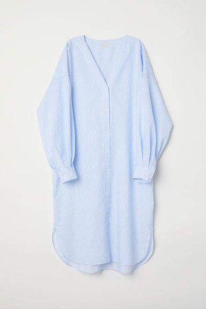 Cotton Shirt Dress - Blue