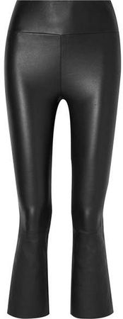 SPRWMN - Cropped Stretch-leather Flared Leggings - Black