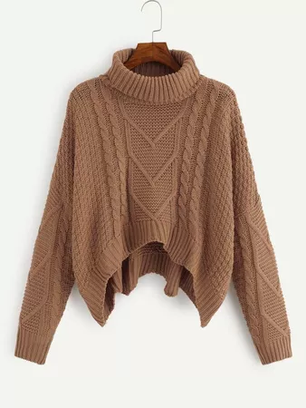 Mixed Knit Asymmetrical Hem  crop Sweater | SHEIN USA
