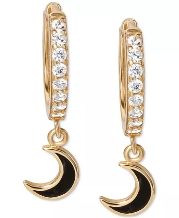 Giani Bernini Cubic Zirconia Dangle Moon Hoop Earrings in Gold Flash Sterling Silve