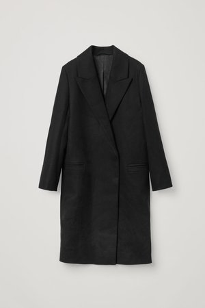 WOOL-MIX OVERSIZED LAPEL LONG COAT - Black - Coats and Jackets - COS SE