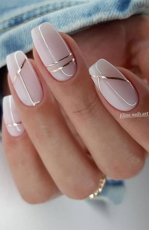 pink and gold elegant design nails