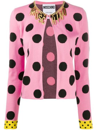 Shop pink & black Moschino polka dot fitted jacket with Express Delivery - Farfetch