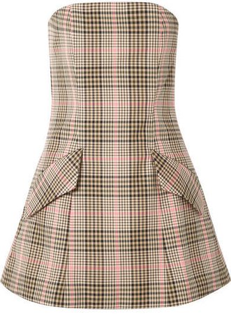 I Believe In You Strapless Checked Woven Mini Dress - Sand
