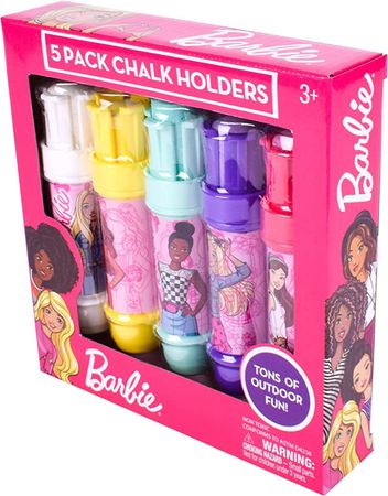 Amazon.com: Sunny Days Entertainment Barbie Jumbo Chalk Holders | 5 Chalk Sticks with Holders for Kids | Barbie Outdoor Toys : Toys & Games