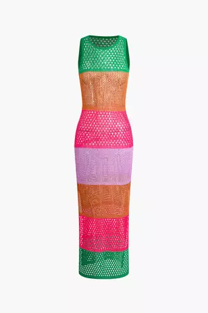 Color Block Crochet Tank Cover Up – Micas