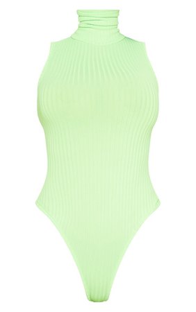 Neon Lime Sleeveless Bodysuit | Tops | PrettyLittleThing USA
