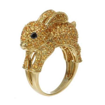 gold glitter bunny ring