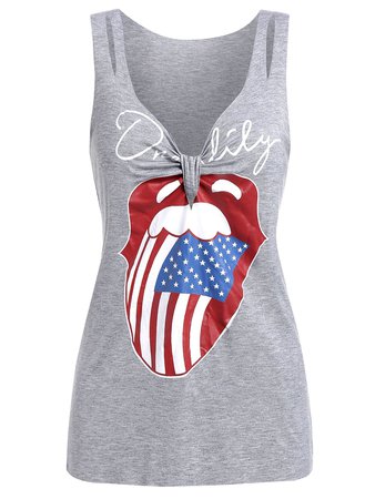 Fancy Knotted American Flag Tank Top