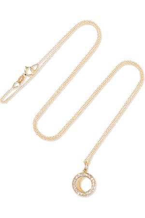 Andrea Fohrman | Waning Gibbous Moon 18-karat gold diamond necklace | NET-A-PORTER.COM
