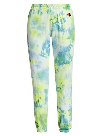 Green and blue Tie-Dye Sweatpants Aviator Nation