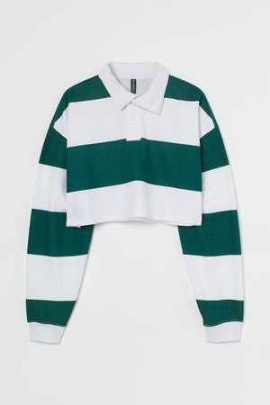 Rugby Crop Shirt - Dark green/striped - Ladies | H&M US
