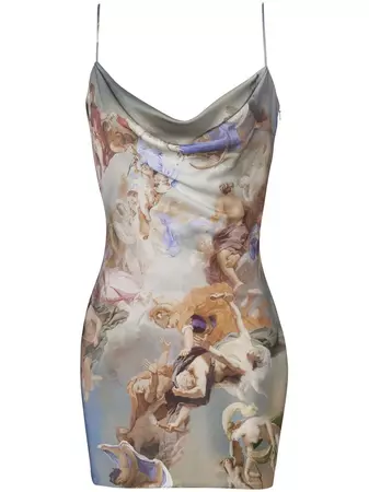 Balmain sky-print cowl-neck mini dress