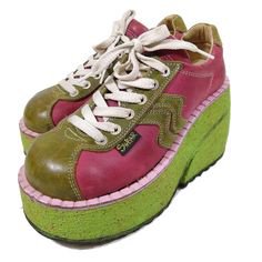 green lime hot pink platform boots