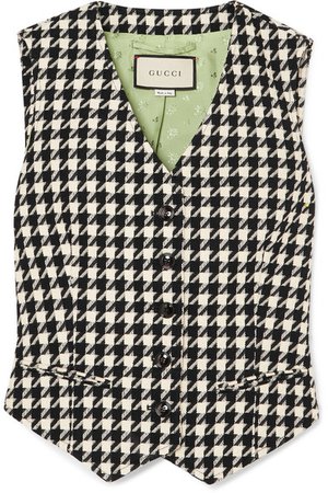 Gucci Houndstooth wool and cotton-blend vest