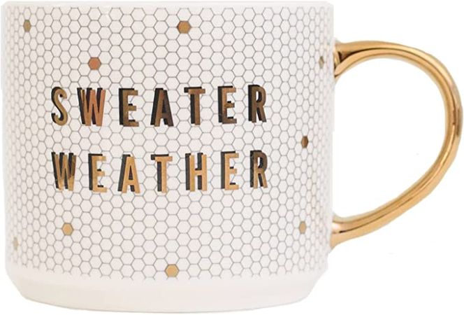 Amazon.com: Sweet Water Decor Honeycomb Tile Coffee Mugs | Novelty Coffee Mug with Gold Handle | Microwave & Dishwasher Safe | 17oz Coffee Cup | Fall Gift (Sweater Weather) : Home & Kitchen