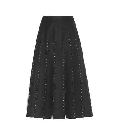 Embellished wool and silk skirt