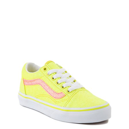 Vans Old Skool Glitter Skate Shoe - Little Kid - Neon Yellow | Journeys Kidz