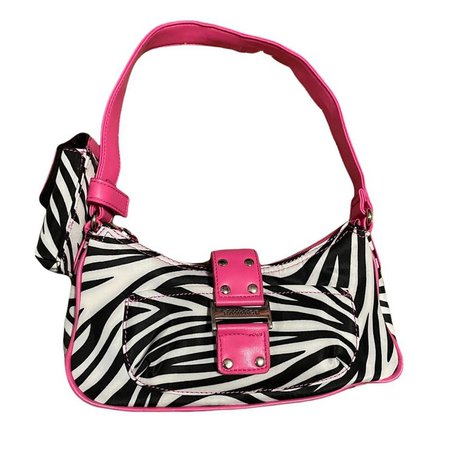 major y2k rampage zebra print and pink baguette bag... - Depop