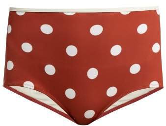 The Brigitte Polka Dot Bikini Briefs - Womens - Red Multi