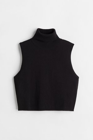 Black Crop Turtleneck Sweater Vest | H&M