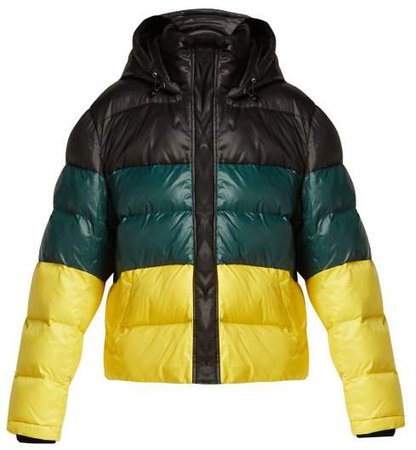 Pswl - Striped Quilted Down Filled Jacket - Womens - Black Yellow