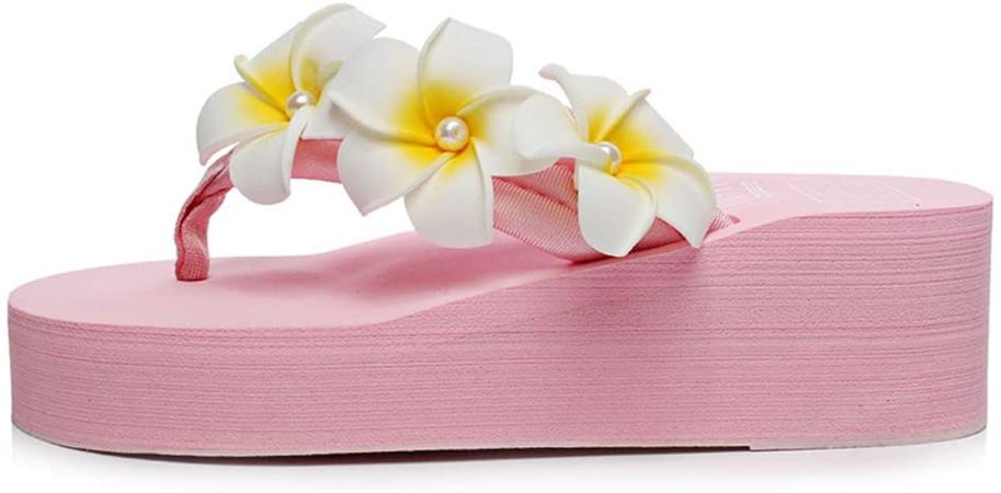Amazon.com | MIOKE Women's Boho Flowers Wedge Flipflops Sandals Summer Comfort Platform Anti-Slip Beach Thong Sandals | Flip-Flops