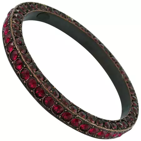 Lanvin Crystal Embellished Bangle Ruby For Sale at 1stDibs