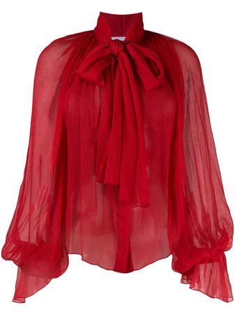 Shop Atu Body Couture balloon-sleeve chiffon blouse with Express Delivery - FARFETCH